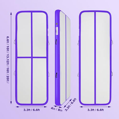 Inflatable Gymnastics Mat Air Tumble Track Tumbling Mats with Pump - color: Purple, size: 10ft*5ft*6inch(3m*1.5m*15cm)