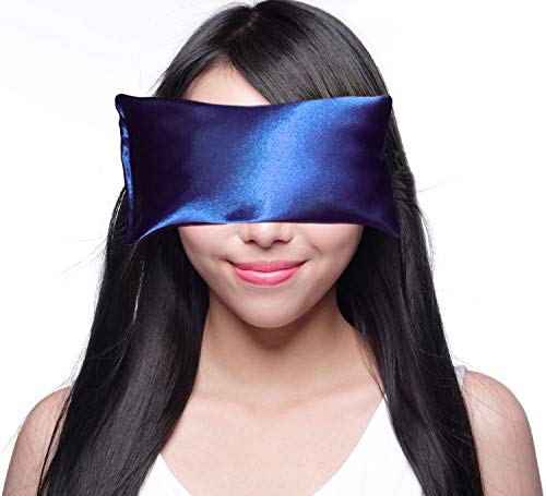 Lavender Eye Pillow - Hot Cold Weighted Eye Pillows for Relaxation, Sleep, Stress, Migraine Relief, Yoga - Aromatherapy Gifts for Women, Birthday, Teachers, Made in USA by Happy Wraps - Sapphire - color: Sapphire