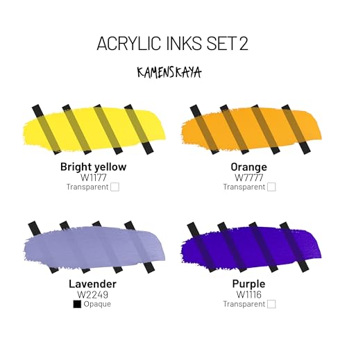Acrylic Inks for Artists - Acrylic Ink Set, Color Combination #2-4 pcs. 1 Fl Oz (30 ml) Each | Highly Concentrated, Multifunctional Liquid Acrylic Paint - color: Color Combination #2, style: Core Line