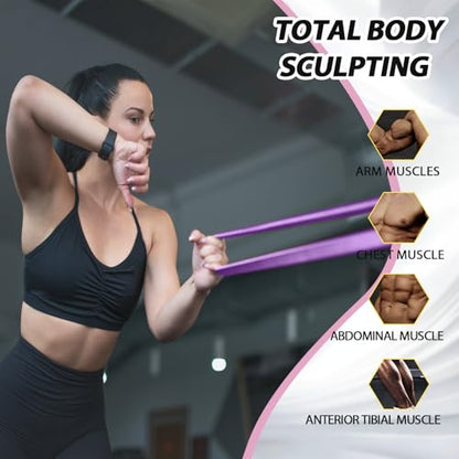 LEEKEY Resistance Bands for Pull Up Assist, Exercise & Workout Bands Set | Long resistance bands for pull up assist, strength training, physical therapy, stretching, home gym - color: 5-85LBS PINK PURPLE