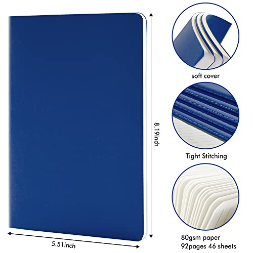feela 36 Pack Soft Cover Journal Bulk, Lined Blank Travel Journal for Women Men Writing, Notebooks College Ruled for Work, Note Taking Notebook School Business Supplies, 8.2” x 5.5”, A5, Navy - color: 36 Navy