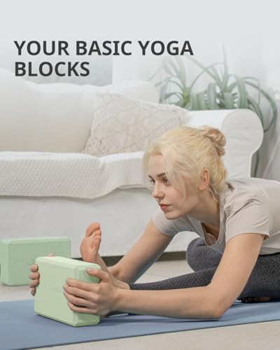 Trideer Yoga Blocks 2 Pack, Soft Non-Slip Foam Blocks with Beveled Edges for Alignment and Stretching in Yoga, Pilates, and Dance - Supportive, Lightweight, Odor Resistant, Latex-Free - color: Mint Green-2 Pack
