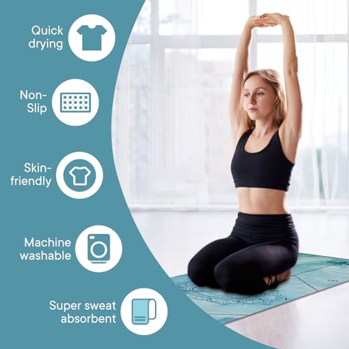 Yoga Towels, Non Slip Hot Yoga Mat Towel with Grip Dots,Super-Absorbent Soft Microfiber Yoga Blanket for Pilates, Fitness and Workout 72inch x 24inch - color: New Styles Blue