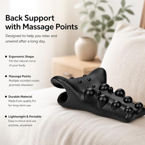 Neck and Shoulder Relaxer,18-Node Cervical Traction Pillow with Earplugs | Trigger Point Neck Stretcher for Tension Headache,High-Density Foam with Eye Masks,for Home Office Use