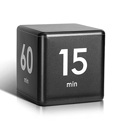 Weewooday Cube Timer, Gravity Sensor Flip Timer for ADHD, Black - color: Black