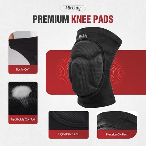 Protective Knee Pads for Men, Women & Kids – 1 Pair Thick Foam Cushioned Pads for Volleyball, Dance, Gardening, Wrestling & Kneeling – Durable Protection for Work & Sports (S: 12.5–15") - size: S: 12.5–15"