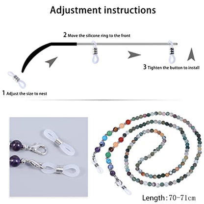 TUMBEELLUWA Reiki 7 Chakra Stone Beads Eyeglasses Chain for Women Men - color: Colourful