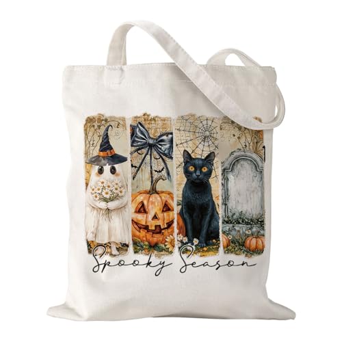 Canvas Bag for Women Grocery Shopping Travel Gym Weekender Vacation Womens Work Tote Bag Gifts - color: Spooky Season
