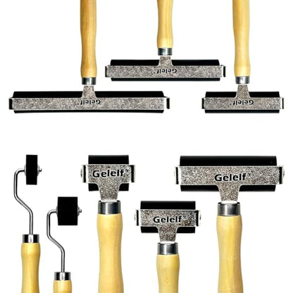 GELELF Smooth Peeling Brayer Roller - Wood Hand Roller Rollers Ink Roller Tape Roller for Gluing Taping Gel Printing Inking Block Printmaking Stamping Scrapbooks (#8: 8 Inch (20CM)) - color: #8: 8 Inch (20CM)