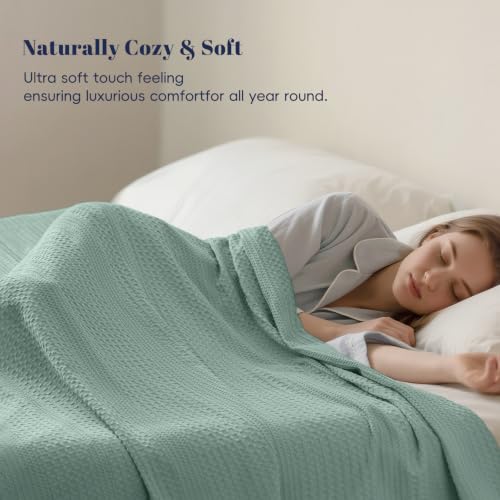 PHF Lightweight Waffle Weave Blanket Twin for Bed Aqua Gray 66"x90" - color: Aqua Gray, size: Twin(66"x90")