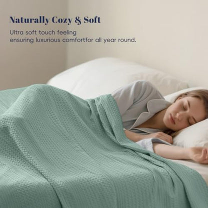PHF Lightweight Waffle Weave Blanket Twin for Bed Aqua Gray 66"x90" - color: Aqua Gray, size: Twin(66"x90")