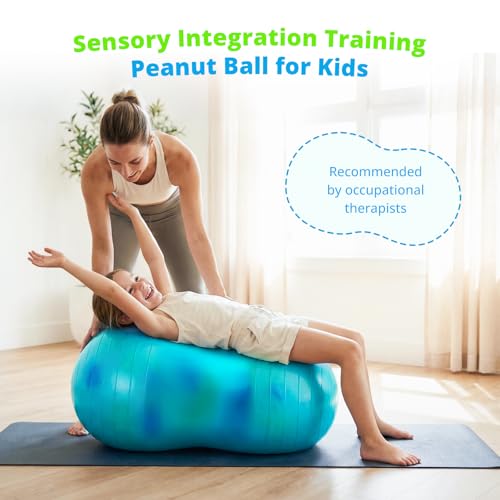 18''/20'' Peanut Ball for Kids & Adults, Anti-Burst Exercise Ball - color: Blue-green, size: 18''(45cm*90cm)