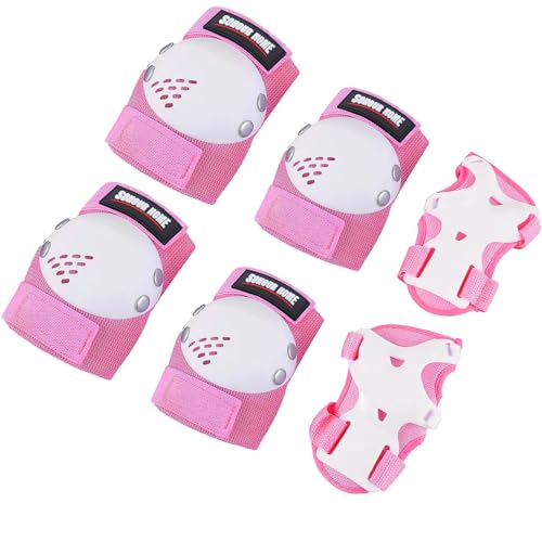 Kids/Youth Knee Pads Elbow Pads Wrist Guards 3 in1Protective Set, for 3-15 Years Child Roller Skates, Cycling, Inline Skating, Skateboard, BMX Bike, Balance Bike, Scooter Riding Sports - color: Pink/White, size: Small (3-7 years)