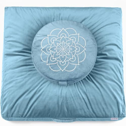 Hihealer Meditation Cushion, Traditional Tibetan Velvet Meditation Pillow - color: Blue