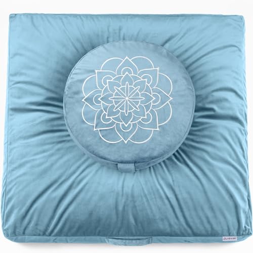 Hihealer Meditation Cushion, Traditional Tibetan Velvet Meditation Pillow - color: Blue