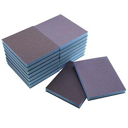 16Pcs Sanding Sponge, Jamiikury 120 Grit & 220 Grit Sanding Blocks Washable and Reusable, Wet Dry Sandpaper Sponge for Wood Metal FurniturePaint and Drywall - size: 120/220 Grits