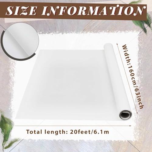 Kinlop 63 Inch x 20 Feet Double Primed Cotton Canvas Large White Canvas Roll for Oil and Acrylic Painting - color: White, size: 63 Inch X 20 Feet