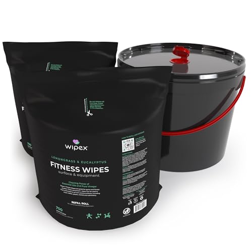 Wipex Plant-Based Gym Wipes Refill, 700 Count + Reusable Bucket, Lemongrass Fitness Equipment Cleaning Wipes, Eco-Friendly Gym & Fitness Wipes for Machines, Studios & Wellness Centers, Pack of 2 - size: 700 Count (Pack of 2), style: Original Lemongrass +