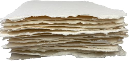 Wanderings Thick Handmade Watercolor Paper with Deckled Edge - 11" x 17" - 500GSM Premium Ivory Cold-Pressed Textured Mixed Media Paper Made with Recycled Cotton - 15 Loose Leaf Sheets - color: Ivory, size: 11x17 inches