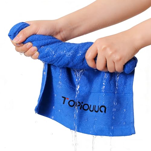 Sports Towels 2-Pack, Ultra-Soft 100% Cotton Quick-Dry Gym Towels | Sweat absorbing, quick dry, skin friendly. For gym, yoga, cycling, hiking, travel. 12.5x43.5 inch. Washable.