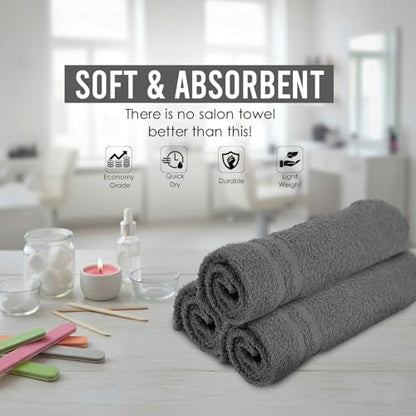 Salon Towels – 50 Pack Grey Hand Towels 100% Cotton Spa Towels – 16x27 inches Highly Absorbable Facial Towels Gym Towels Hair Towels and Face Towels Bulk Small Towels (Not Bleach Proof) - color: Grey, size: HAND TOWEL PACK OF 50 16X27