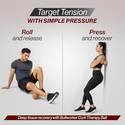 Bullworker 4" Cork Massage and Fitness Ball Recovery Tool - Deep Tissue Muscle Tension Release for Trigger Point, Muscle Soreness, Yoga Therapy, 10 CM | Soreness Relief, Yoga Therapy and Fitness Recovery Tool, 10 cm Massage Ball