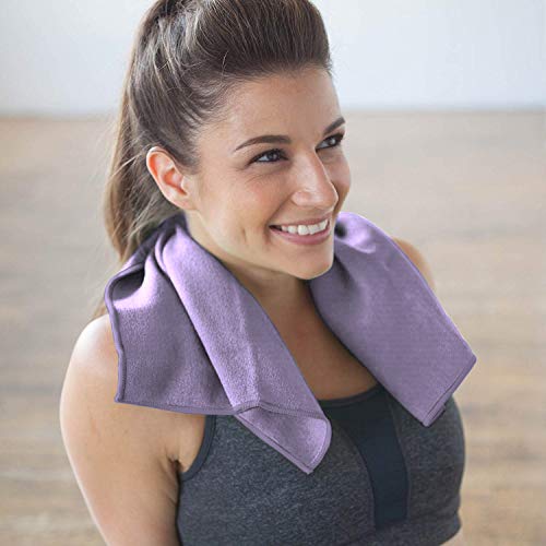 Shandali GoSweat Non-Slip Hot Yoga Towel with Super-Absorbent Soft Suede Microfiber in Many Colors, for Bikram Pilates and Yoga Mats. - color: Violet, size: 26.50" x 16.00"