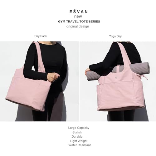 ESVAN Yoga Tote Bag Mat bag Women Shoulder Bags Carryall Tote for Travel Office Workout Gym Nurse Beach - color: Pinklish Purple