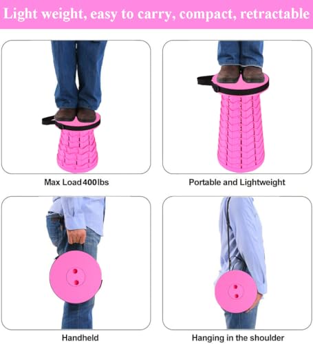 Fishboy Collapsible Stool for Adults, Portable Folding Camping Seat, 400lbs - color: All Girl Pink