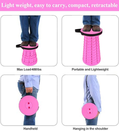 Fishboy Collapsible Stool for Adults, Portable Folding Camping Seat, 400lbs - color: All Girl Pink