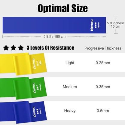 Latex Flat Resistance Bands for Physical Therapy and Rehab, Pilates, Yoga