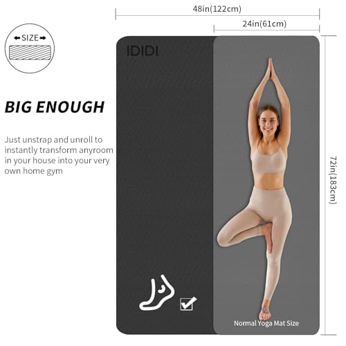 8mm & 10mm Thick Large Yoga Mat (6'x 4') - Extra Long and Wide Workout Mat for Men and Women, Non-Slip POE Fitness Mat, Eco-Friendly Exercise Mat for Home Workouts, Ideal for Yoga and Pilates - color: Black, size: 8mm