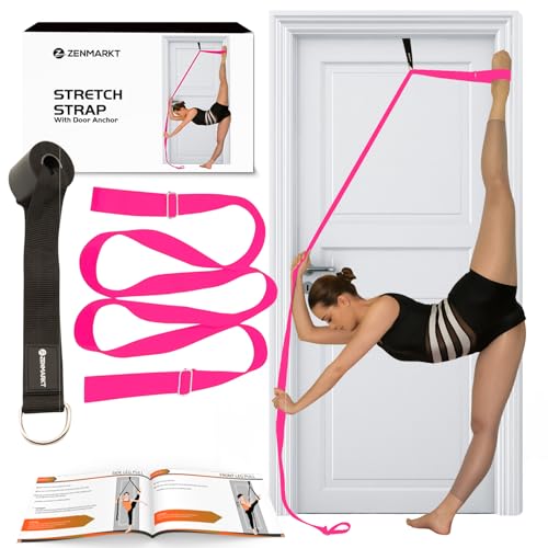 Stretching Strap with Door Anchor for Splits and Flexibility Training | Improve Leg Flexibility at Home, Ideal for Ballet, Dance, Cheerleading, Yoga, Pole Dance and Gymnastics - color: Pink