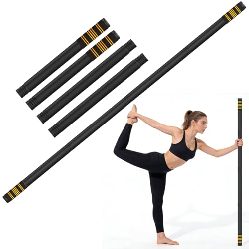 Queension 5ft Adjustable Yoga Stick with Non-Slip Foam Sleeveds for Balance - color: Black