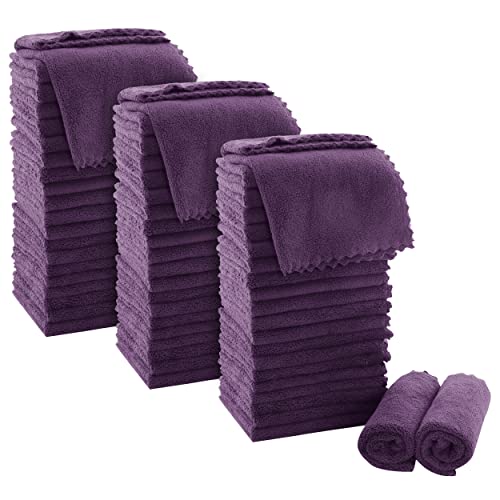 MOONQUEEN Ultra Soft Premium Washcloths Set - 12 x 12 inches - 72 Pack - Quick Drying - Highly Absorbent Coral Velvet Bathroom Wash Clothes (Plum) - color: Plum, size: 12 x 12 Inch(Pack of 72)