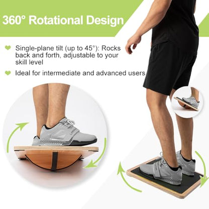 strongtek 360° balance board & blue foam pad – core stability & rehab training set