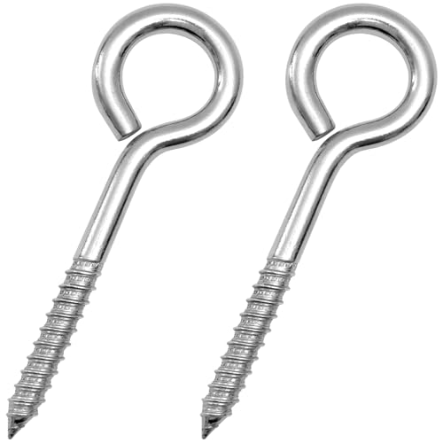 2Pcs Self Tapping Eyelet Screw Eye Bolt，6 Inch Heavy Duty Screw Eyes Hooks ，M10 Wooden Large Screw Eye Hook，Load Capacity 800 Lbs for Hammock ，Yoga，Heavy Indoor Outdoor Uses (2, M10-6 INCH) - size: M10-6 INCH