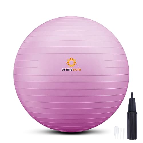 Primasole Exercise Ball for Balance Stability Fitness Workout Yoga Pilates at Home Office & Gym Birthing Ball for Pregnancy, Office Ball Chair - color: Nail Pink, size: 75 cm