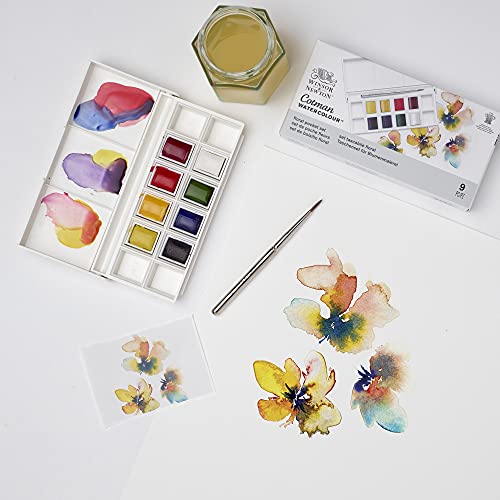Winsor & Newton Cotman Watercolor Paint Set, 8 Half Pan, Floral Pocket Set | Introductory Watercolor made with Fine Art Pigments, Perfect for Beginners, Lightfast & Permanent, Good Tinting Strength - style: 8 Half Pan Floral Colors