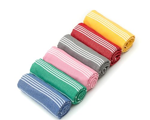 HAVLULAND Turkish Beach Towel, Pack of 6, Oversized 72" x 40"