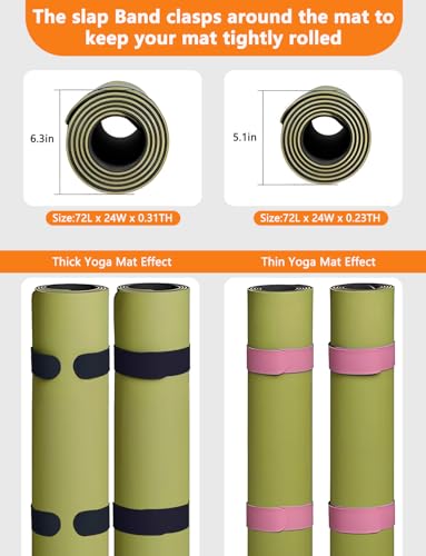 2 Pcs Yoga Mat Strap, Yoga Mat Scrunchie Slap Band for Carrying & Storage - Secure for Travel, Fits Most Standard Mats - color: Pink