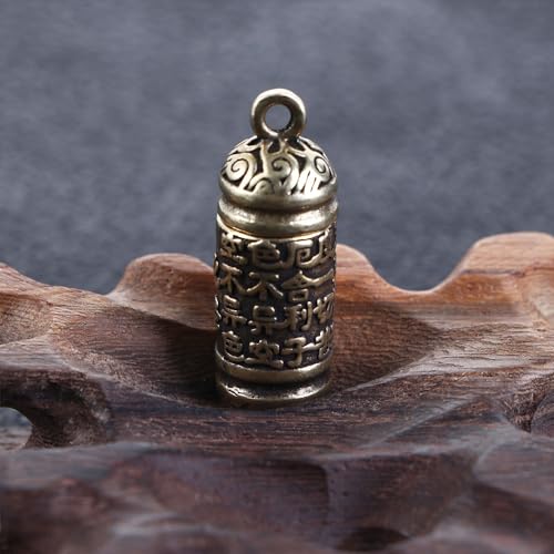 Vctitil 6 Pcs Buddhist Supplies Set-Mini Brass Sakyamuni Buddha Ornament,Heart Sutra Bell,Brass Bell,Buddhist Cylindrical Box,for Car Pendant,Home Decor