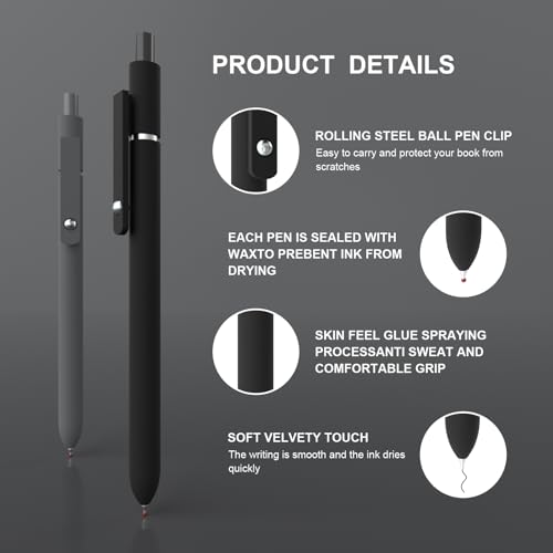 Retractable Gel Pens,0.5mm Fine Point Pen Smooth Writing japanese gel pen, quick drying black ink,High-End Series Ballpoint,Gifts for Women and Men(10 Pcs Black Ink-Black Gray shaft pens) - color: 10 Pcs black and gray-Black Ink-0.5mm-Style 3