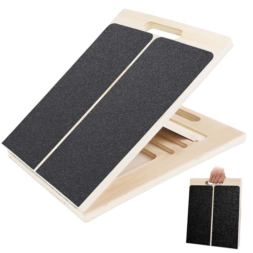 Slant Board for Calf Stretching, Adjustable Wooden Incline Board with Anti-Slip EVA Base, 300LB Capacity Portable Calf Stretcher for Physical Therapy, Squats, Ankle & Heel Support at Home/Gym