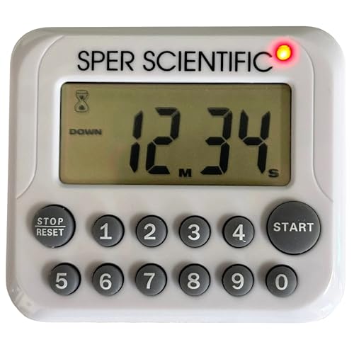 Sper Scientific Digital Count Up/Down Timer with Audible & Visual Alarm 810003 – Timer with Large Display, Loud Alarm & Up to 99 Minute Countdown - for Labs, Cooking, Workouts, Classroom & more - 4 pc - size: 4 Pack