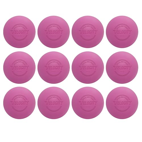 Velocity Lacrosse Balls - 9가지 색상 선택 가능, 1, 2, 3, 6, 18, 60, 120 (케이스) 팩 - color: 핑크, size: 12 Balls, style: 연습용 공