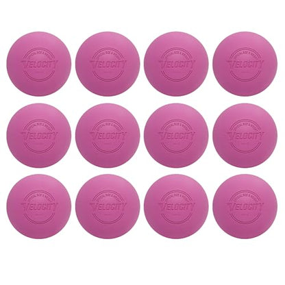 Velocity Lacrosse Balls - 9가지 색상 선택 가능, 1, 2, 3, 6, 18, 60, 120 (케이스) 팩 - color: 핑크, size: 12 Balls, style: 연습용 공