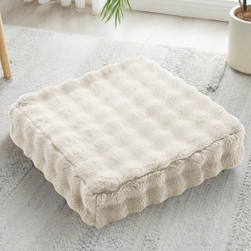 JKMAX 22 inches Floor Pillow for Adults - Large Meditation Cushion with Thick Foam & Soft Tufted Cover - Premium Outdoor Square Floor Cushion Seat - Yoga Pillows for Sitting On Floor - Almond White - color: Almon White, size: 1 Count