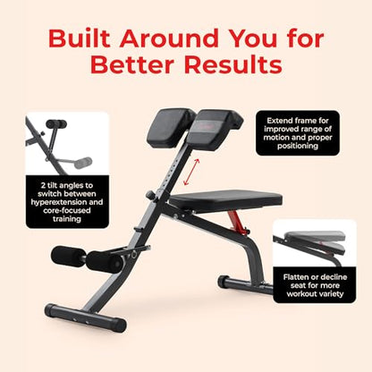Sunny Health & Fitness Multi-Function Roman Chair - color: Black