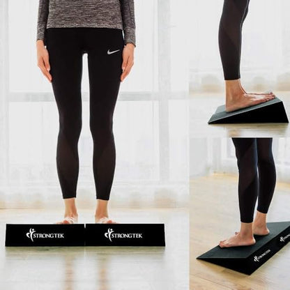 strongtek Slant Board & Foam Wedges – Incline Combo for Stretch, Squat & Therapy